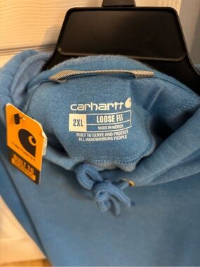 Carhartt Light Blue Pullover Hoodie with Drawstring